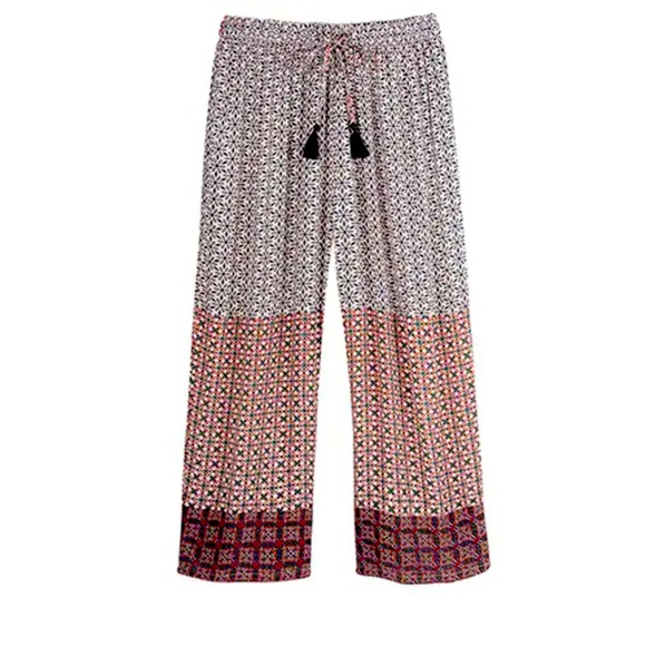 Windhorse Womens Moroccan Tile Print Wide Leg Flood Pants L/XL - Picture 1 of 11